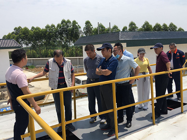 马荣禄（左一）介绍王灵镇污水处理设备.jpg